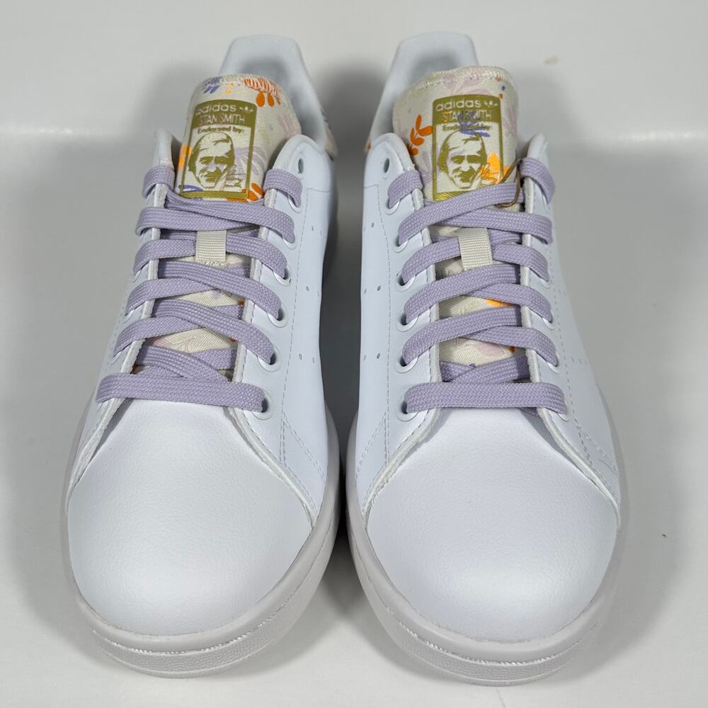 Adidas Stan Smith W “Floral Patch” White/Lilac — Women’s 8.5 — Brand New 🌸 - Picture 4 of 9